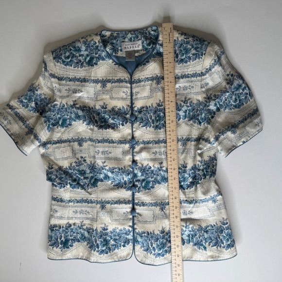 Adrianna Papell VTG 100% Silk Floral‎ Jacket Size 14 Button Front Elegant Formal - Picture 8 of 9
